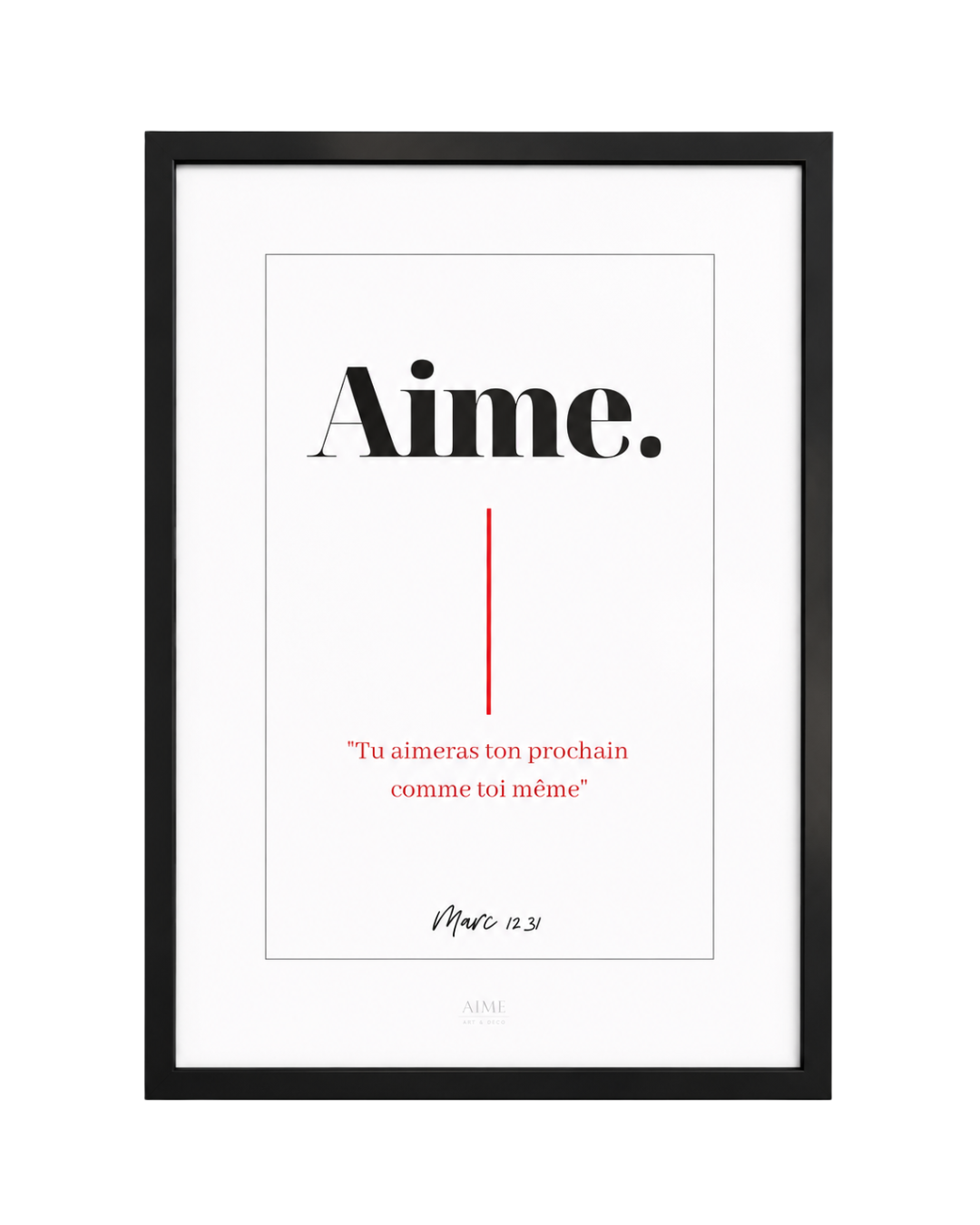 Tableau minimaliste avec verset biblique "Tu aimeras ton prochain comme toi même".