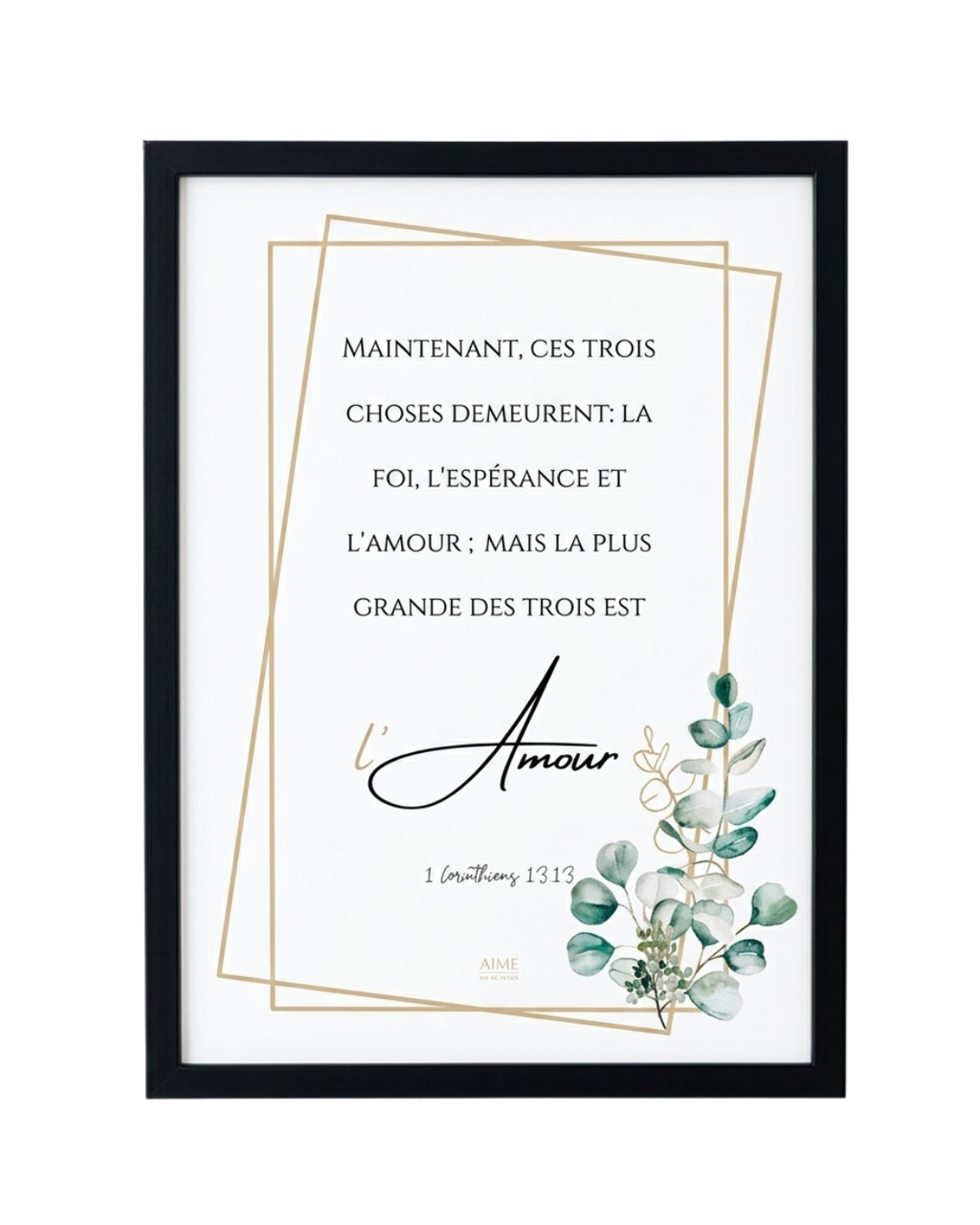 Tableau avec verset biblique sur l'amour de 1 Corinthiens 13