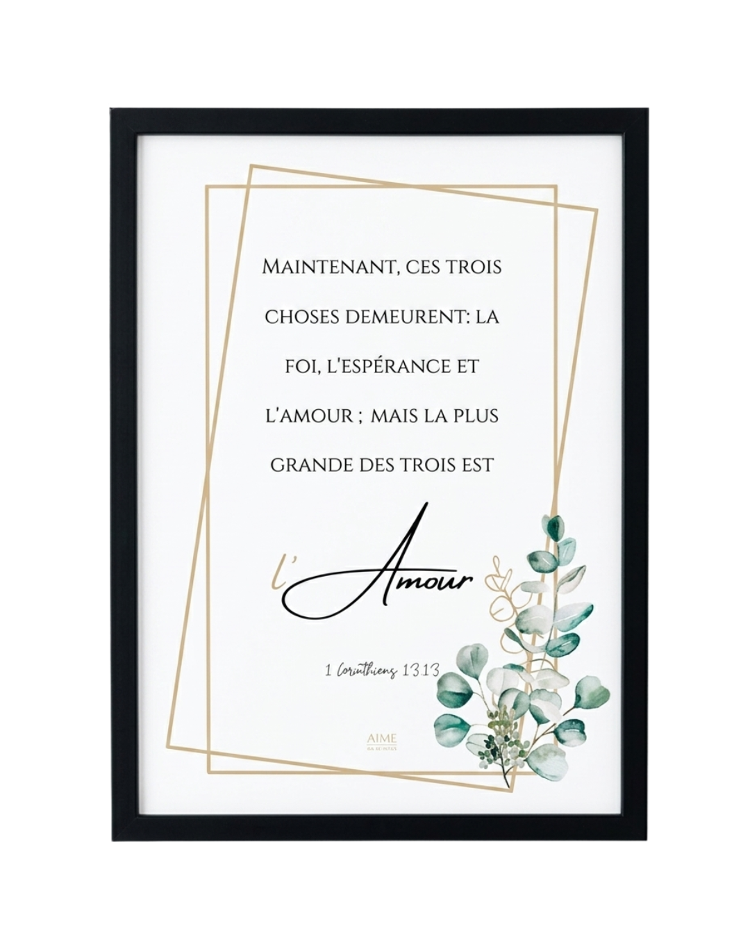 Tableau avec verset biblique sur l'amour de 1 Corinthiens 13