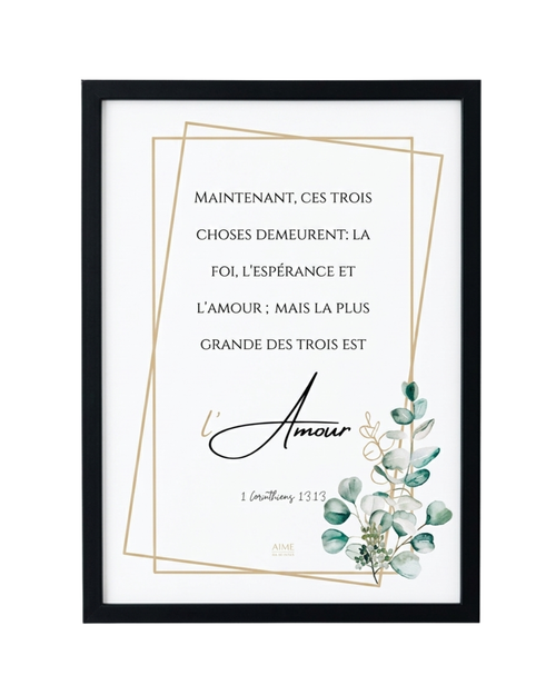 Tableau avec verset biblique sur l'amour de 1 Corinthiens 13
