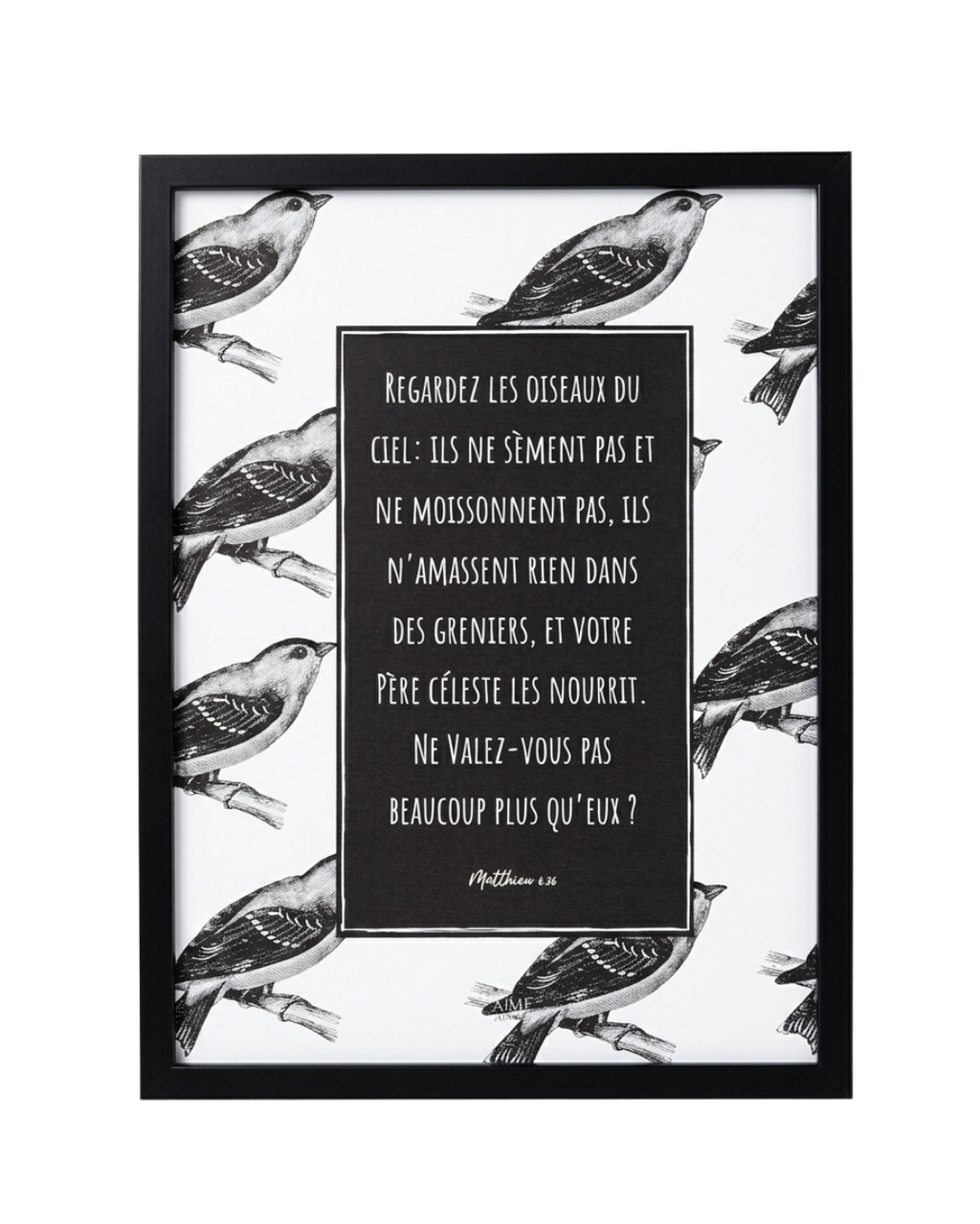 Décoration chrétienne vintage avec le verset biblique de Matthieu 6