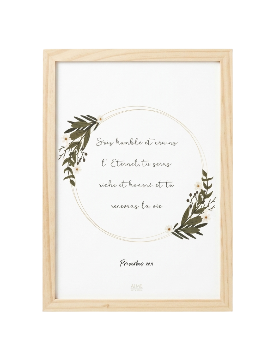 Tableau moderne avec verset biblique de Proverbes 22.4