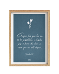 Tableau biblique moderne avec verset Proverbes 3.27 sur fond bleu et cadre bois